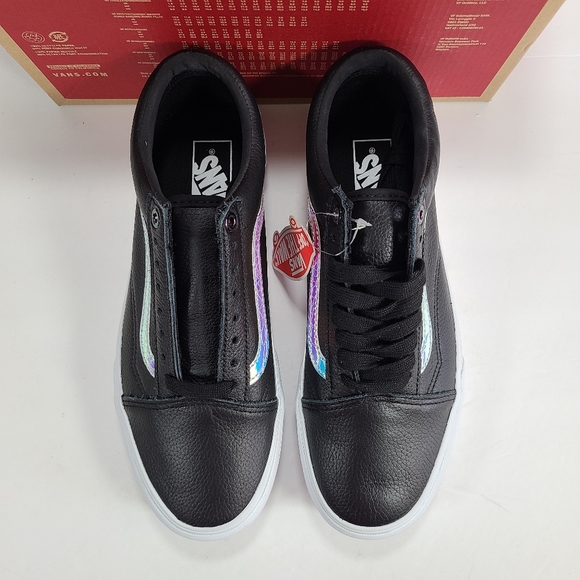 Vans Old Skool Platform Holo Sidestripe Black True White Sneakers Women Size 9.5 - Picture 2 of 12